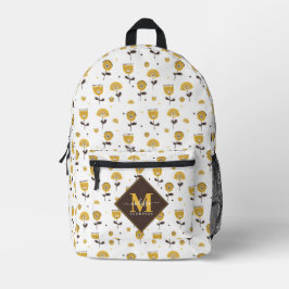 Mochila Impresa Nombre personalizado floral amarillo moderno de me
