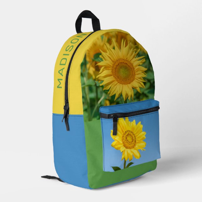 Mochila Impresa Nombre personalizado Girasol (Esquina izquierda trasera)