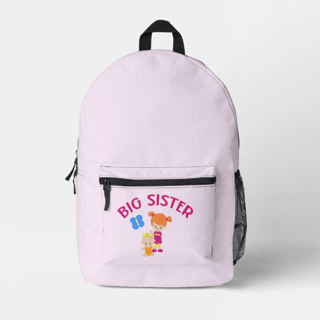 Mochila Impresa Nombre personalizado Gran Hermana con Hermana Bebé (Anverso)