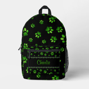 Mochila Impresa Nombre personalizado, huellas de perro de purpurin