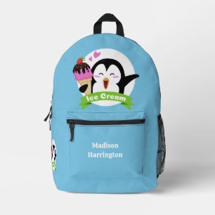 Mochila Impresa Nombre personalizado Ice Cream Penguin