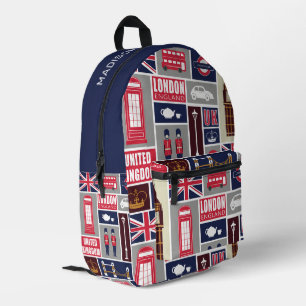 Mochila Impresa Nombre personalizado Iconos del Reino Unido de Lon