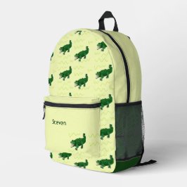 Mochila Impresa Nombre personalizado lagarto verde en amarillo