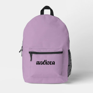 Mochila Impresa Nombre personalizado Lila y Negro