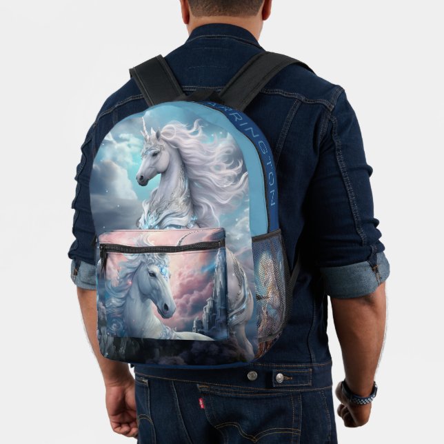 Mochila Impresa Nombre personalizado lindo unicornio (Insitu (Modelo))