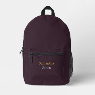 Mochila Impresa Nombre personalizado minimalista moderno burdeos
