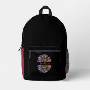 Mochila Impresa Nombre personalizado Moda de canto de girasol tint