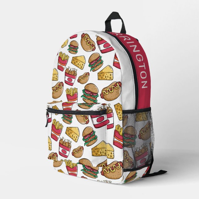 Mochila Impresa Nombre personalizado Modelo de comida rápida (Esquina derecha trasera )