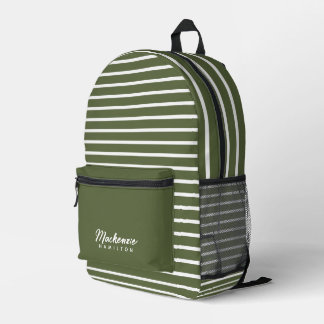Mochila Impresa Nombre personalizado moderno con rayas verdes