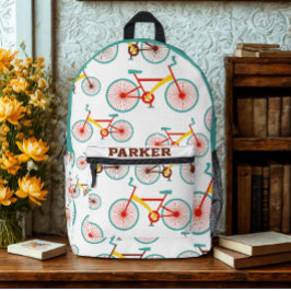 Mochila Impresa Nombre personalizado moderno Patrón de bicicleta c