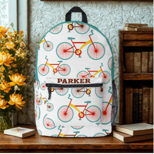 Mochila Impresa Nombre personalizado moderno Patrón de bicicleta c