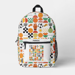 Mochila Impresa Nombre personalizado moderno patrón de fútbol de f