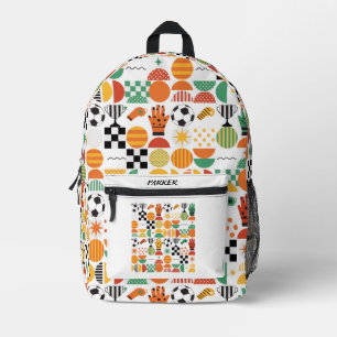 Mochila Impresa Nombre personalizado moderno patrón de fútbol de f