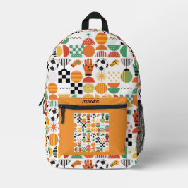 Mochila Impresa Nombre personalizado moderno patrón de fútbol impr