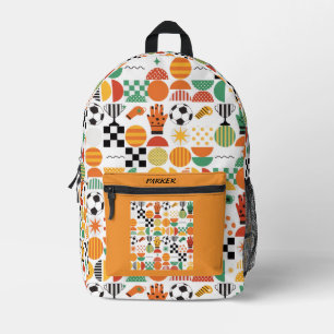 Mochila Impresa Nombre personalizado moderno patrón de fútbol impr