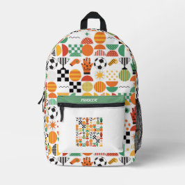 Mochila Impresa Nombre personalizado moderno patrón impreso de fút