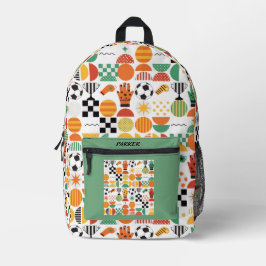 Mochila Impresa Nombre personalizado moderno patrón impreso de fút
