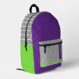 Mochila Impresa Nombre personalizado moderno Verde púrpura | Perso