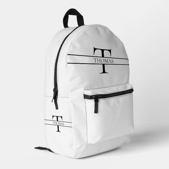 Mochila Impresa Nombre personalizado monogramado elegante (Esquina izquierda trasera)