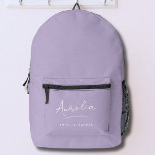 Mochila Impresa Nombre personalizado morado de lavanda moderna