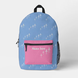 Mochila Impresa Nombre personalizado niños aviones divertidos rosa