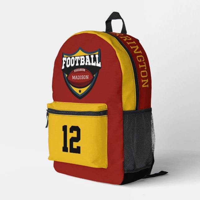 Mochila Impresa Nombre personalizado, número y logotipo de fútbol  (Esquina derecha trasera )