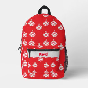 Mochila Impresa Nombre personalizado ornamentos blancos en rojo