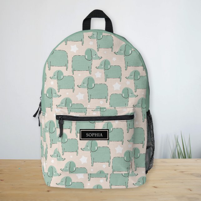 Mochila Impresa Nombre personalizado Patrón de elefante lindo Niño (Custom Name Cute Elephant Pattern Nordic Kids Printed Backpack)