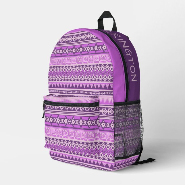 Mochila Impresa Nombre personalizado patrón tribal azteca (Esquina derecha trasera )