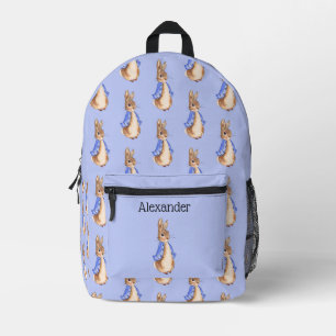 Mochila Impresa Nombre personalizado Peter el fondo azul del conej