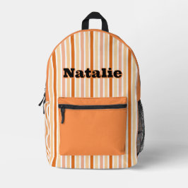 Mochila Impresa Nombre Personalizado RAYAS DE LINEA NARANJA