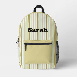 Mochila Impresa Nombre Personalizado RAYAS DE LÍNEA VERDE CLARO