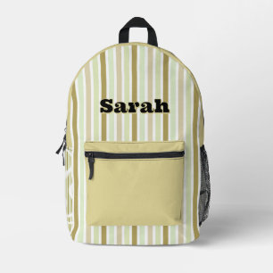 Mochila Impresa Nombre Personalizado RAYAS DE LÍNEA VERDE CLARO