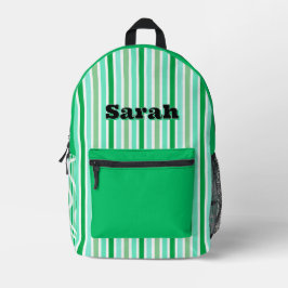 Mochila Impresa Nombre Personalizado RAYAS LÍNEA VERDE