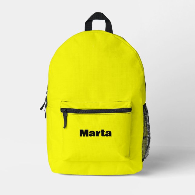 Mochila Impresa Nombre personalizado simple limón amarillo y negro (Anverso)