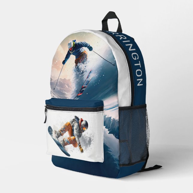 Mochila Impresa Nombre personalizado Snowboarding (Esquina derecha trasera )