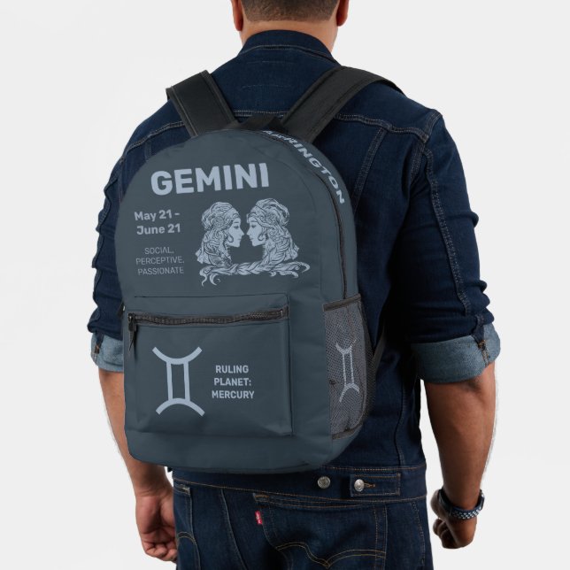 Mochila Impresa Nombre personalizado / Texto Rótulo zodiaco Gemini (Insitu (Modelo))
