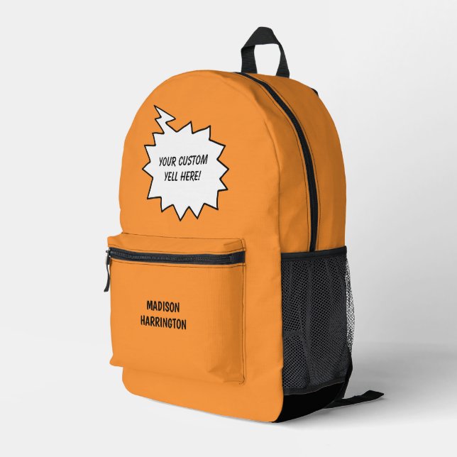 Mochila Impresa Nombre personalizado, texto y burbuja de color (Esquina derecha trasera )