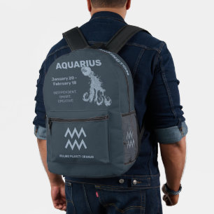 Mochila Impresa Nombre personalizado / Texto Zodiac Rótulo Acuario