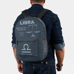 Mochila Impresa Nombre personalizado / Texto Zodiac Rótulo Libra