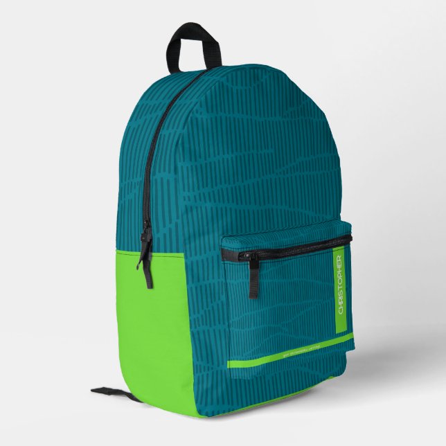 Mochila Impresa Nombre personalizado verde de moda (Esquina izquierda trasera)