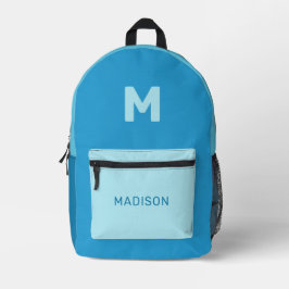 Mochila Impresa Nombre personalizado y azul monograma