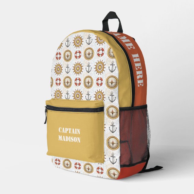 Mochila Impresa Nombre personalizado y patrón naumático de texto (Esquina derecha trasera )