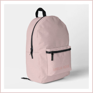 Mochila Impresa Nombre Rosa Cuarzo Simple sobre Rosa Suave