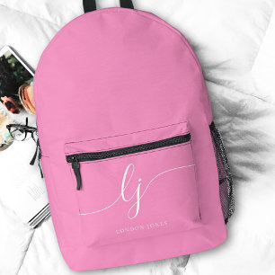 Mochila Impresa Nombre tipográfico femenino de color rosa caliente