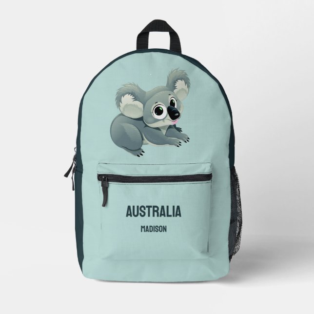 Mochila Impresa Nombre y texto personalizados Koala (Anverso)