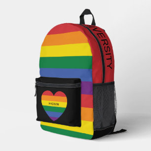 Mochila Impresa Nombre y texto personalizados Orgullo arcoiris