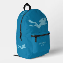 Mochila Impresa Nombre y ubicación personalizados Buceador Scuba