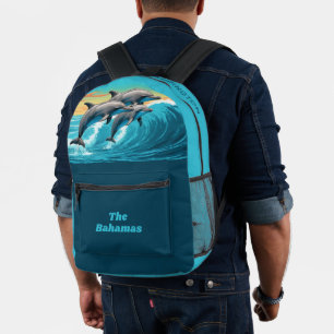 Mochila Impresa Nombre y ubicación personalizados delfín