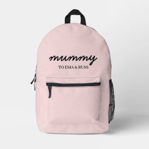 Mochila Impresa Nombres de niños modernos para mamá diseño rosa ru